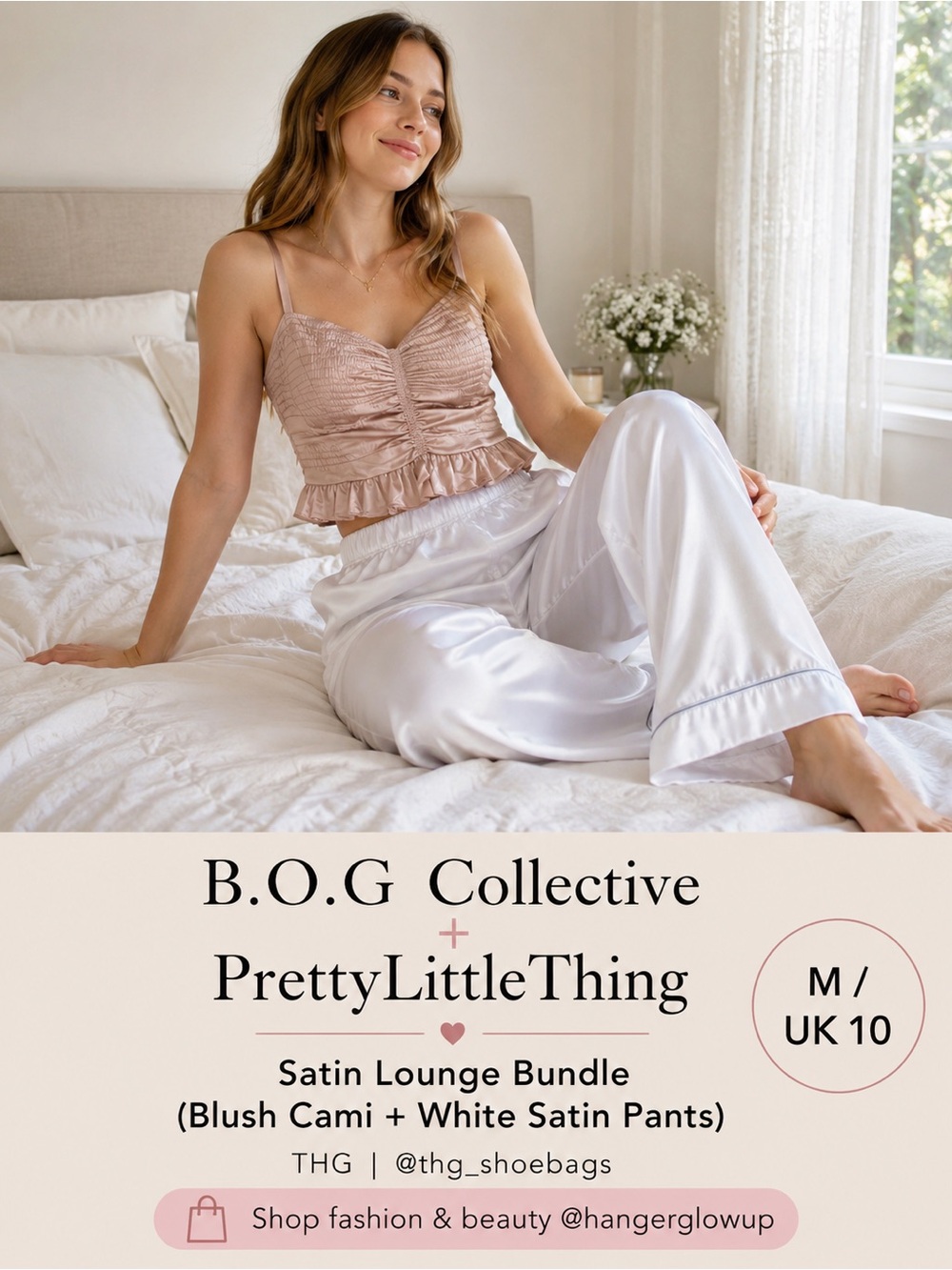 B.O.G Collective + PrettyLittleThing Satin 2-Piece Lounge Bundle M/US 6